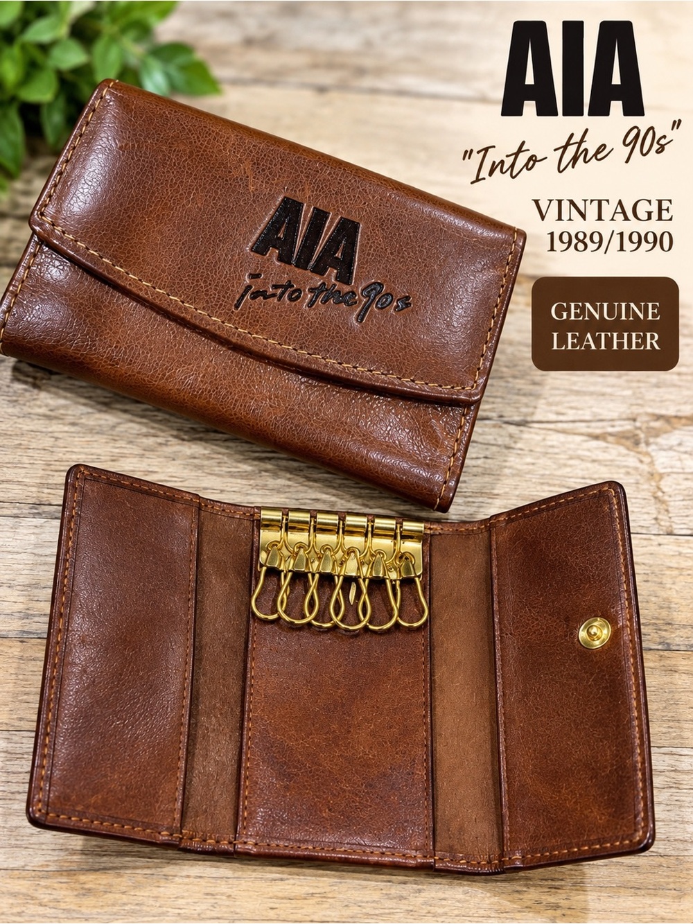Vintage AIA Insurance Leather Key Case Holder Into the 90s 1989 Retro